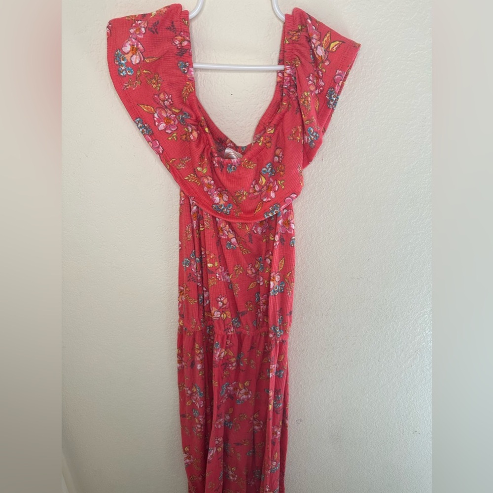 Pink and Multicolored Floral Romper Size 14-16.